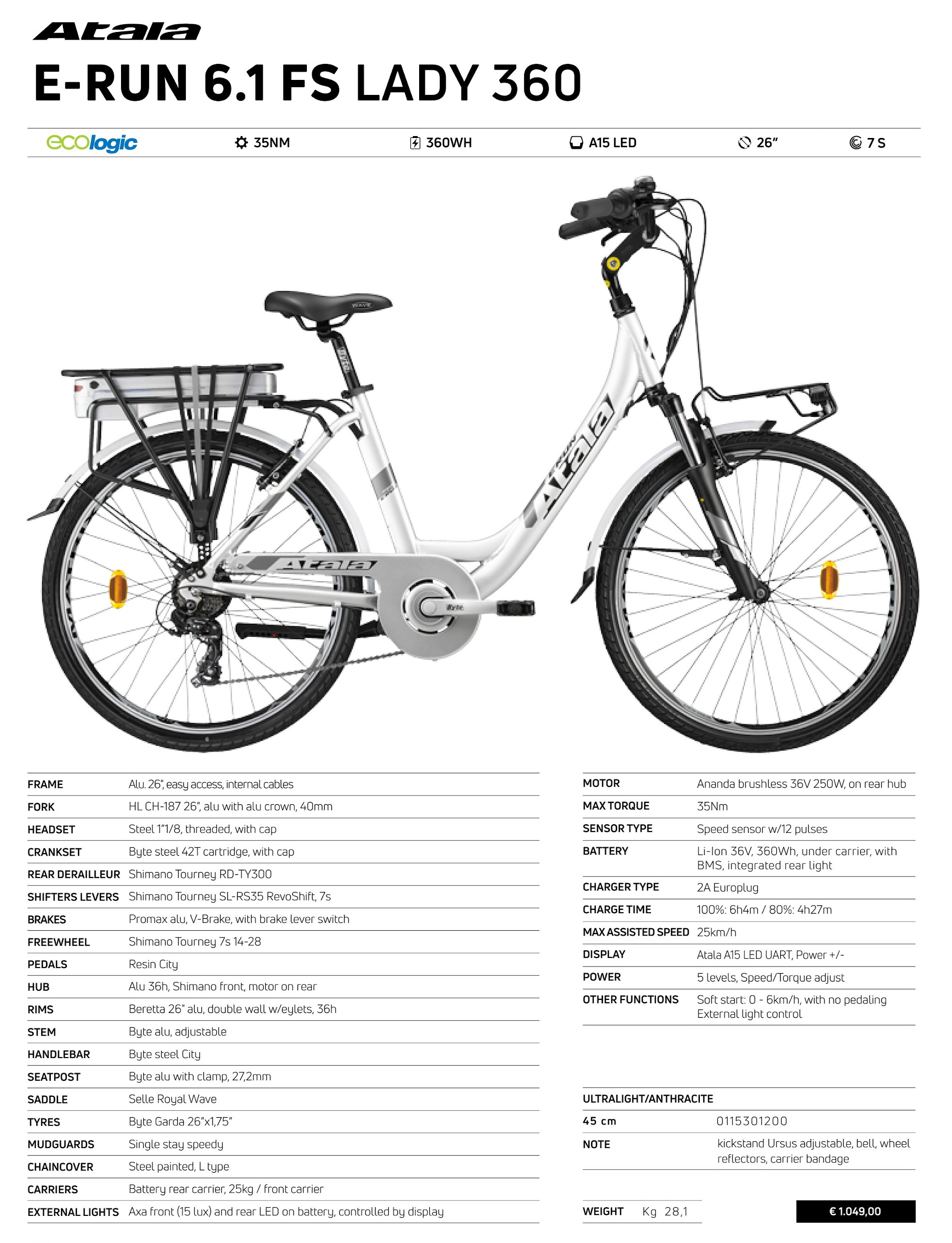 E Urban: ATALA E-RUN 6.1 FS LADY 360