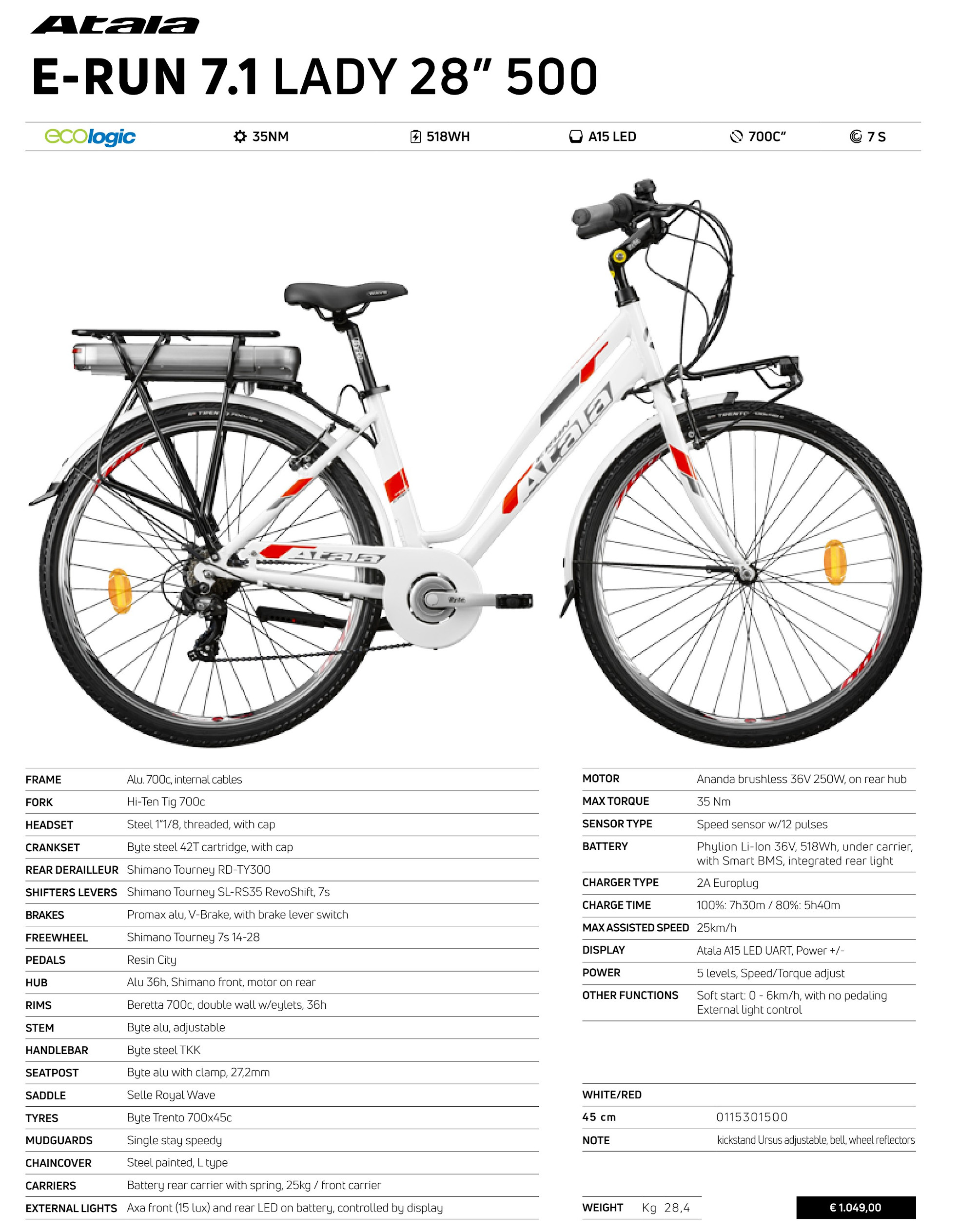 E Urban: ATALA E-RUN 7.1 LADY 28” 500
