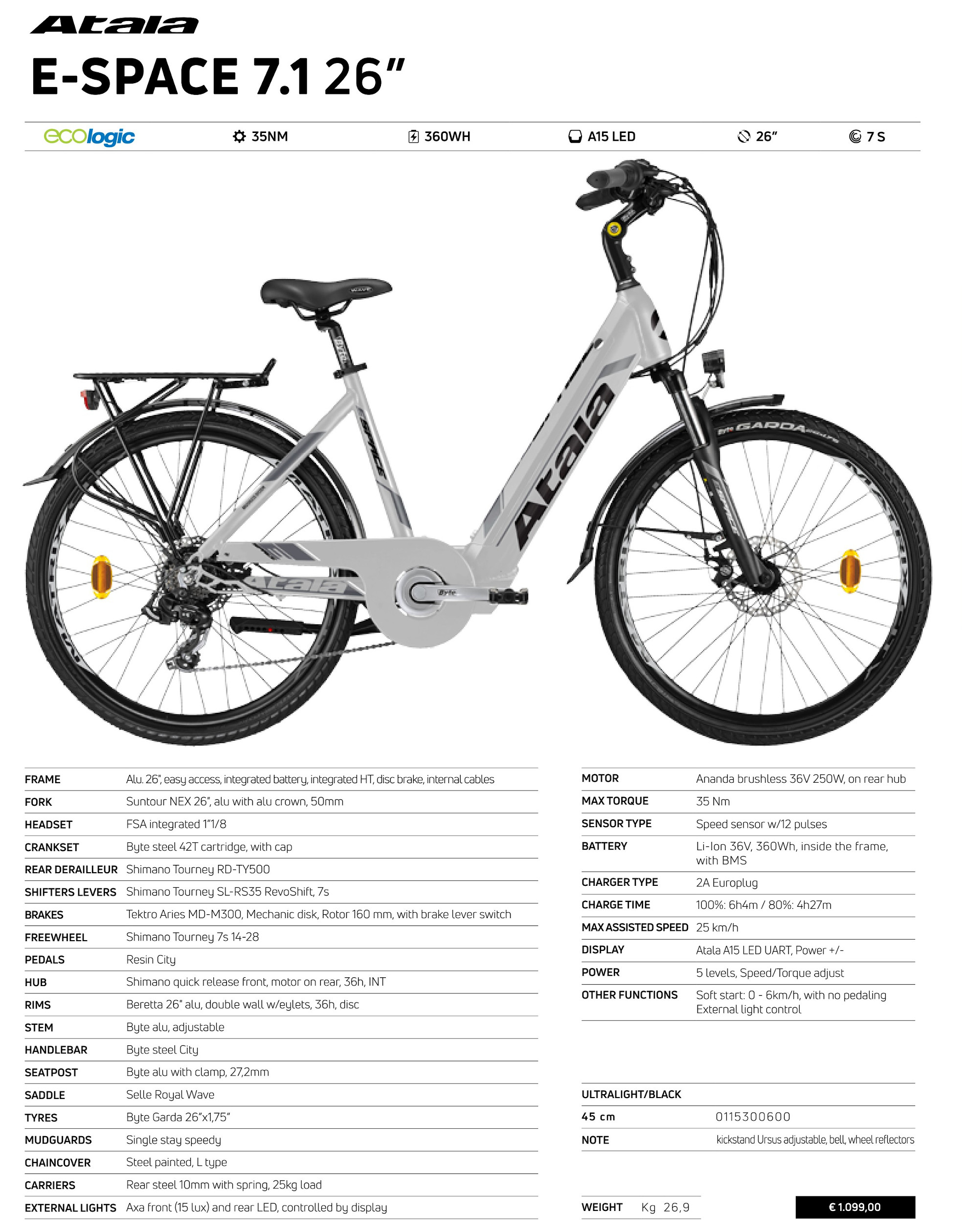 E Urban: ATALA E-SPACE 7.1 26”